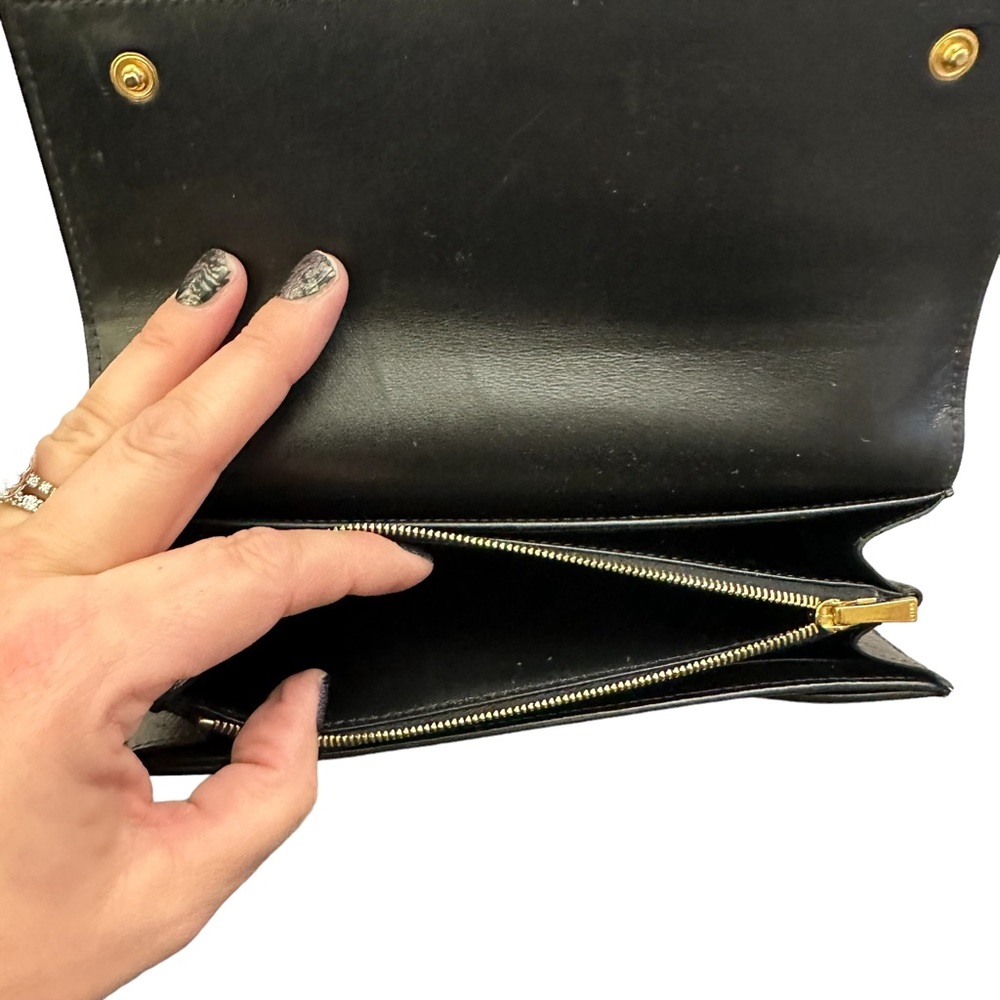 Celine Large Flap Wallet In Grained Calfskin Black - Picture 8 of 16